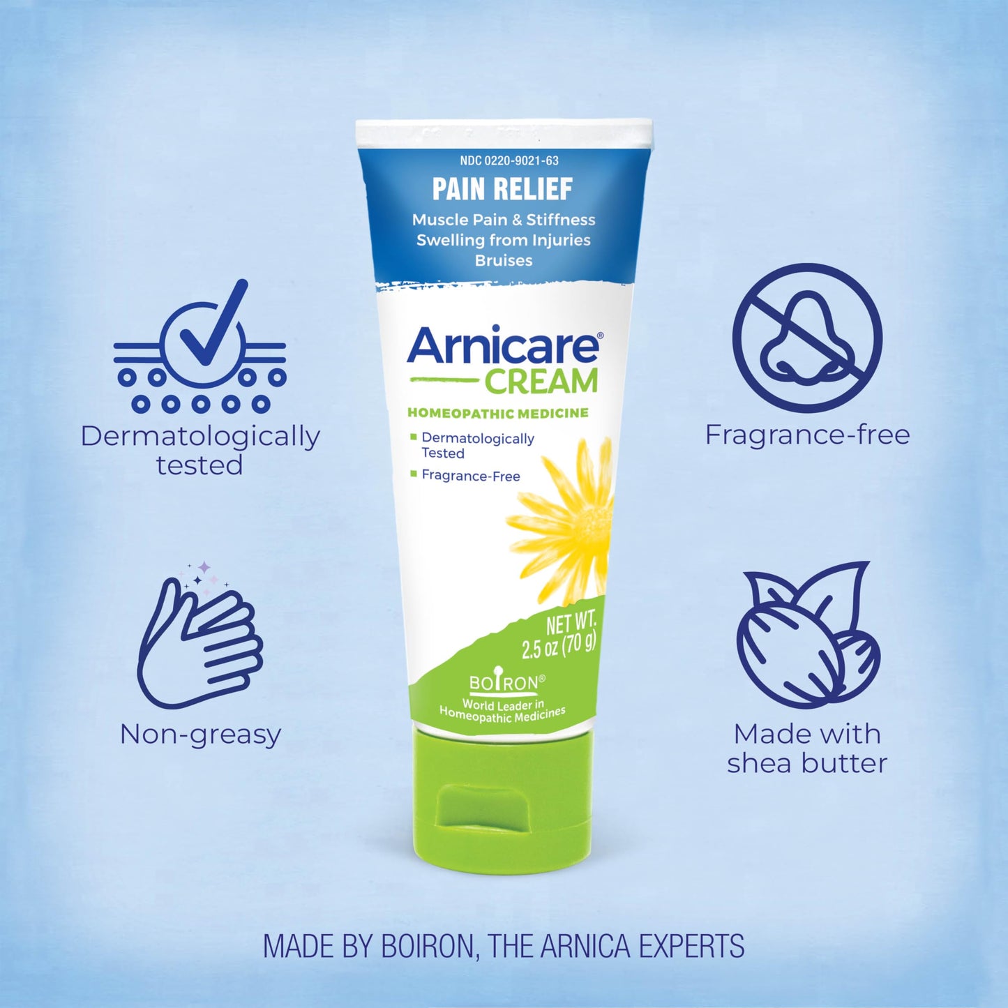 Boiron Arnicare Cream for Joint Pain, Muscle Pain, Swelling, Soreness, Stiffness, and Bruises - Fast Absorbing and Fragrance-Free - 2.5 oz BoironBuy Supplements Australia