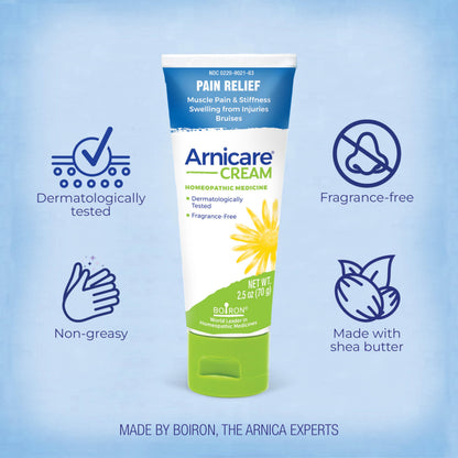 Boiron Arnicare Cream for Joint Pain, Muscle Pain, Swelling, Soreness, Stiffness, and Bruises - Fast Absorbing and Fragrance-Free - 2.5 oz BoironBuy Supplements Australia