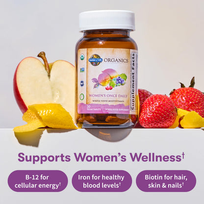Garden of Life Organics Multivitamin for Women - Women's Once Daily Multi - Whole Food Multi with Iron, Biotin, Vegan Organic Womens Multivitamin for Health, Energy Hair Skin and Nails, 60 Tablets Garden of Life buy supplements Au