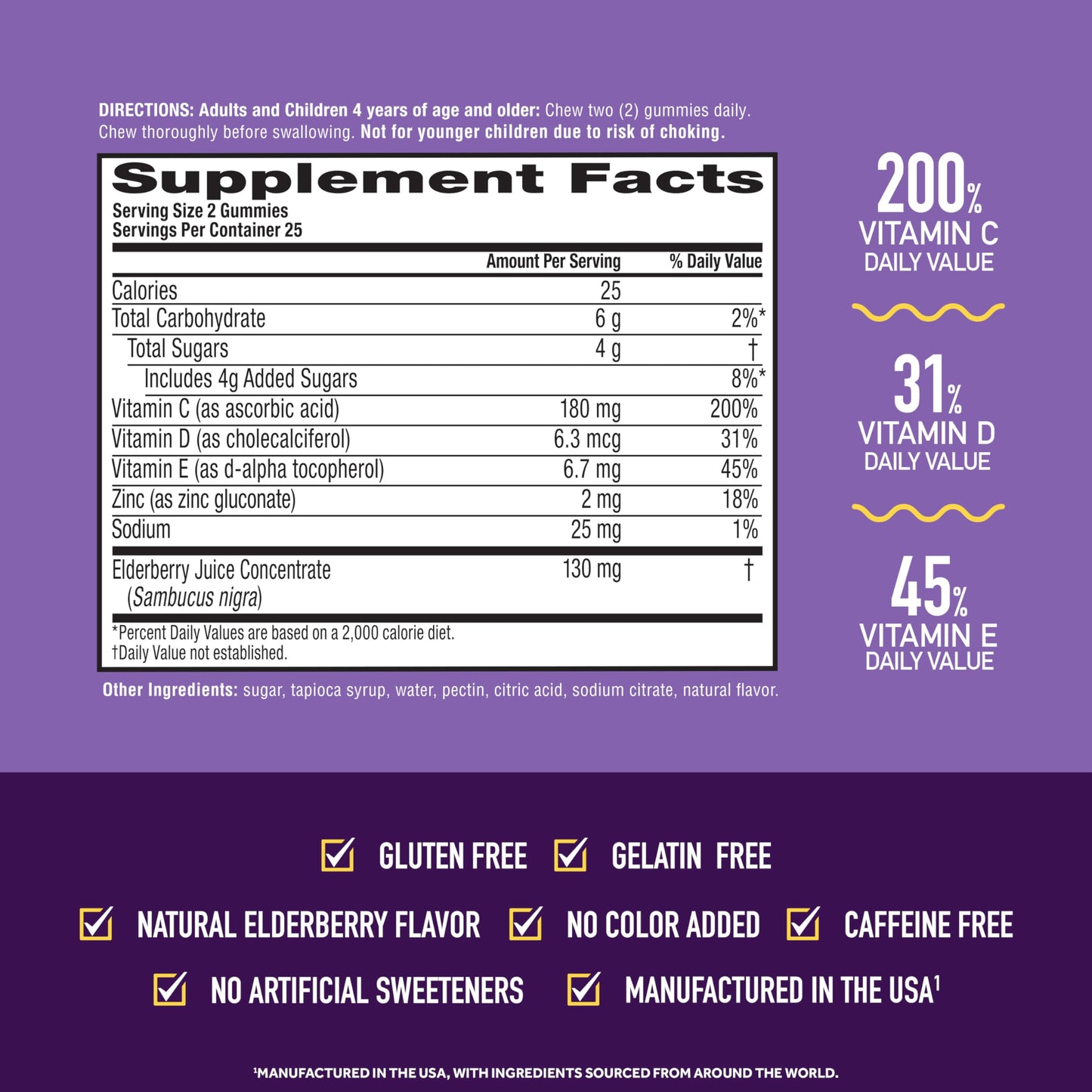 Airborne Elderberry + Zinc & Vitamin C Gummies For Adults, Immune Support Vitamin D & Zinc Gummies With Powerful Antioxidant Vitamins C D & E