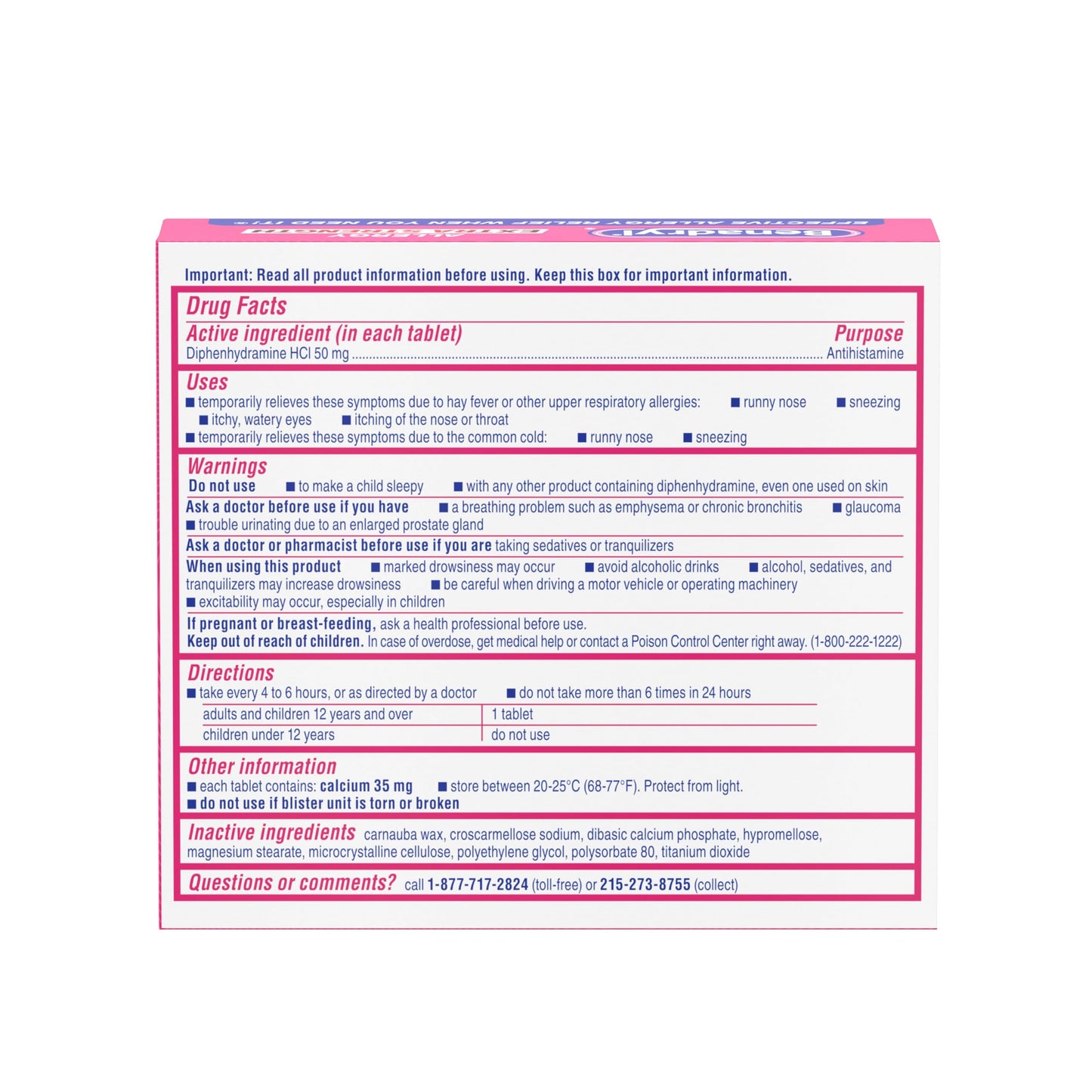 Benadryl Extra Strength Allergy Relief Medicine, 50 mg Diphenhydramine HCl Antihistamine Tablets for Relief of Allergy Symptoms Due to Hay Fever or Other Upper Respiratory Allergies, 24 ct Benadryl buy supplements Au