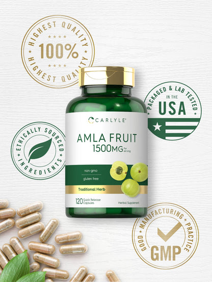 Carlyle Amla Capsules 1500mg | 120 Count | Amalaki Fruit | Herbal Extract Supplement | Non-GMO and Gluten Free