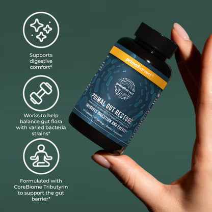 Primal Harvest 2 Pack, Restore for Gut Health, Primal Gut Restore w/POSTbiotics, PREbiotics and PRObiotics for Women and Men, 60 CT - Digestion,