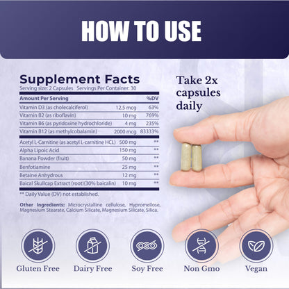 NATION HEALTH MD N-Balance 8 - Nerve Support Formula - Nerve Support Supplement with Alpha Lipoic Acid, Benfotiamine and ALA - Nerve Health Supplements for Men & Women, 120 Capsules NATION HEALTH MDBuy Supplements Australia