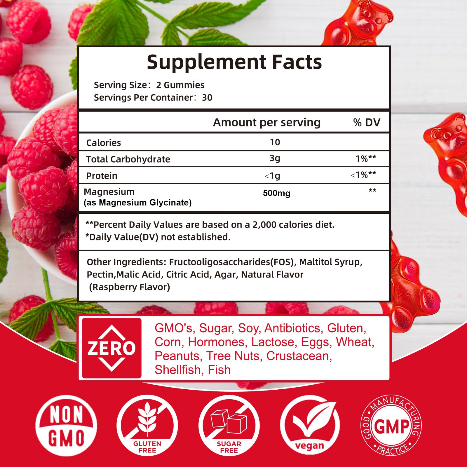 Magnesium Glycinate Gummies 500mg | Relaxation Calm Magnesium Gummies | Sugar-Free | Non-GMO | Gluten-Free | Vegan-Friendly for Adults & Kids (60 Raspberry Gummies) FriymbexBuy Supplements Australia