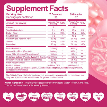 Migcopat 10G Fiber Gummies with Collagen Peptides, Hyaluronic Acid, Vitamin C, ACV, 30 Billion CFU Probiotics – Sugar Free Collagen Gummy for Skin, Hair & Nails – Digestive Health Support – 60 Cts MigcopatBuy Supplements Australia