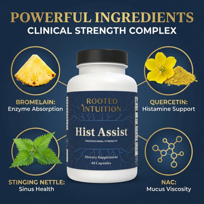 Rooted Intuition Hist Assist | Seasonal Sinus & Immune Balance Formula | Quercetin Bromelain NAC Nettle | Non-GMO Gluten Free | 40 Capsules Rooted Intuition buy supplements Au