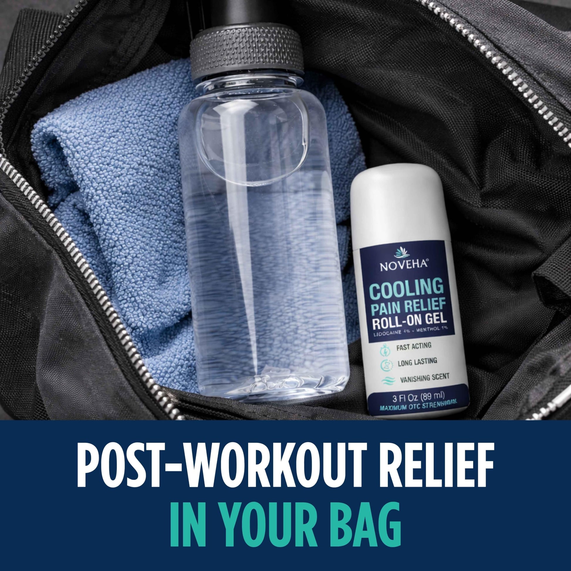 NOVEHA Lidocaine Roll-On Gel 4% | Maximum Strength Temporary Topical Pain Relief for Minor Muscle & Joint Aches | Cooling Formula with Menthol & Arnica | Non-Greasy, Quick-Drying | 2.5 fl oz NOVEHABuy Supplements Australia