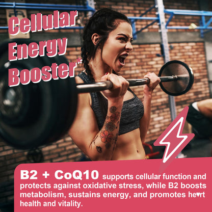 Safgumjel Vitamin B2 Gummies | Riboflavin 400mg with Magnesium & CoQ10 for Migraine Relief & Headache Relief | Sugar Free, Vegan, Strawberry Flavor, 60 Count