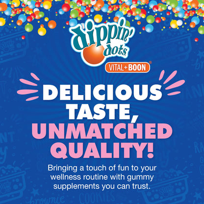 Dippin Dots - Melatonin Gummies for Kids & Adults (60 Days Supply) Strawberry Sunset Creme Flavor | 2.5mg Per Kids Melatonin Supplement for Faster,