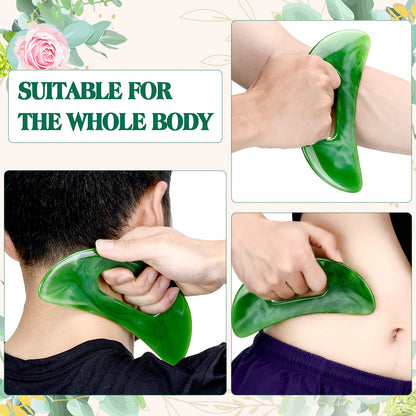 Gua Sha Massage Tool with Handle Resin Massage Tools Lymphatic Drainage Massager Body Shaping Gua Sha Tools for Full Body Men Women Birthday Festival Holiday Present (Green) BBTO buy supplements Au