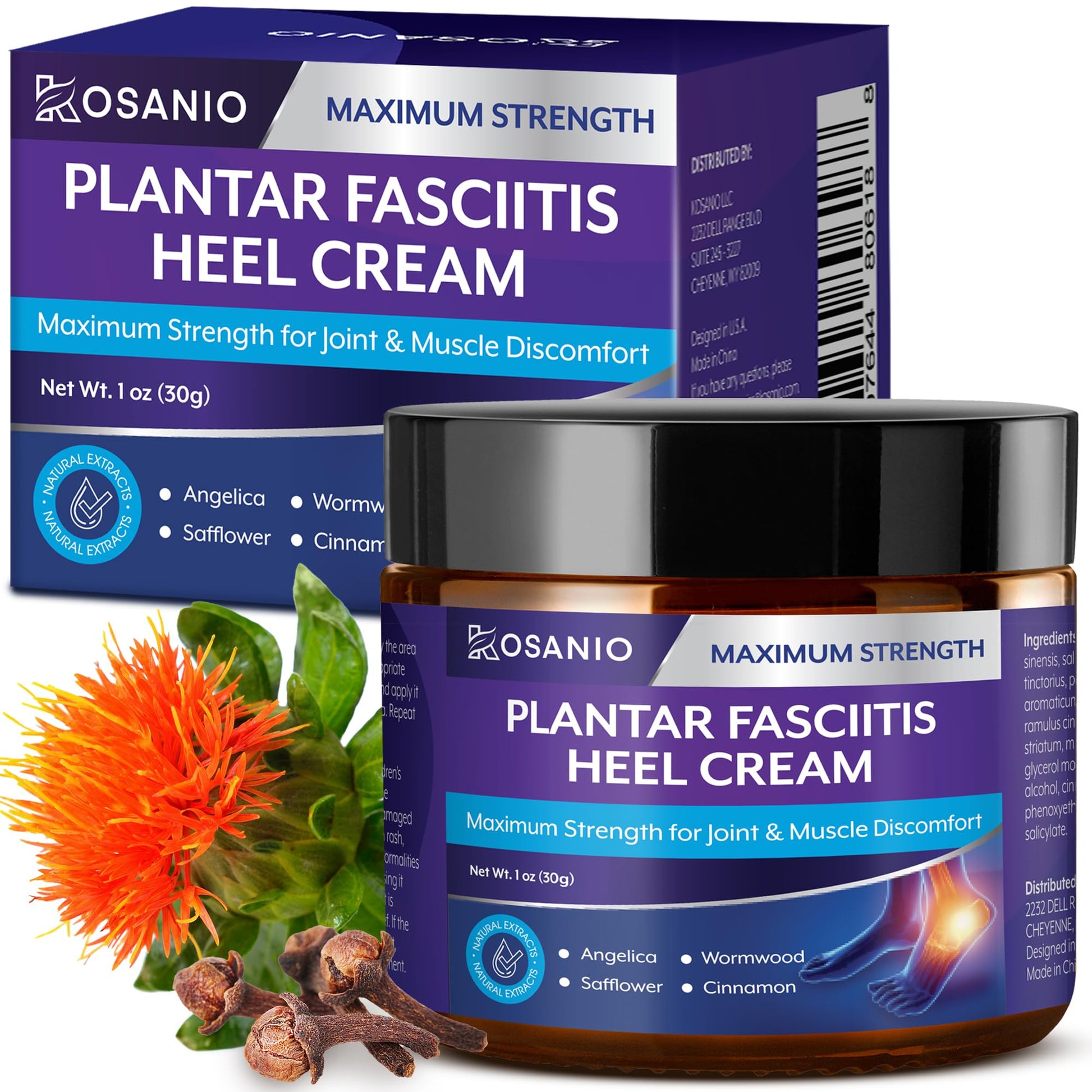 KOSANIO Plantar Fasciitis Relief Cream - Heel Discomfort Relief for Plantar Fasciitis, Foot, Knee, Hands, Legs - Natural Herbal Concentrate Formula - (30g / 1 oz (Pack of 1)) KOSANIOBuy Supplements Australia