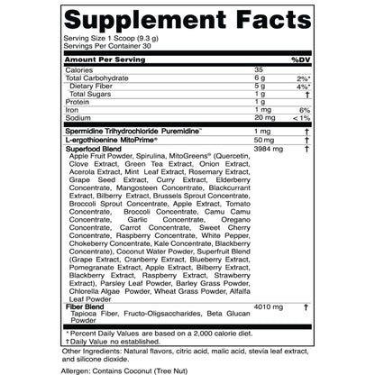 Advanced Bionutritionals Pep Tonic Powdered Superfood Formula 50 Fruits, Vegetables, Herbs, and Superfoods - Vegan, Vegetarian - 9.84 OZ - 279 g