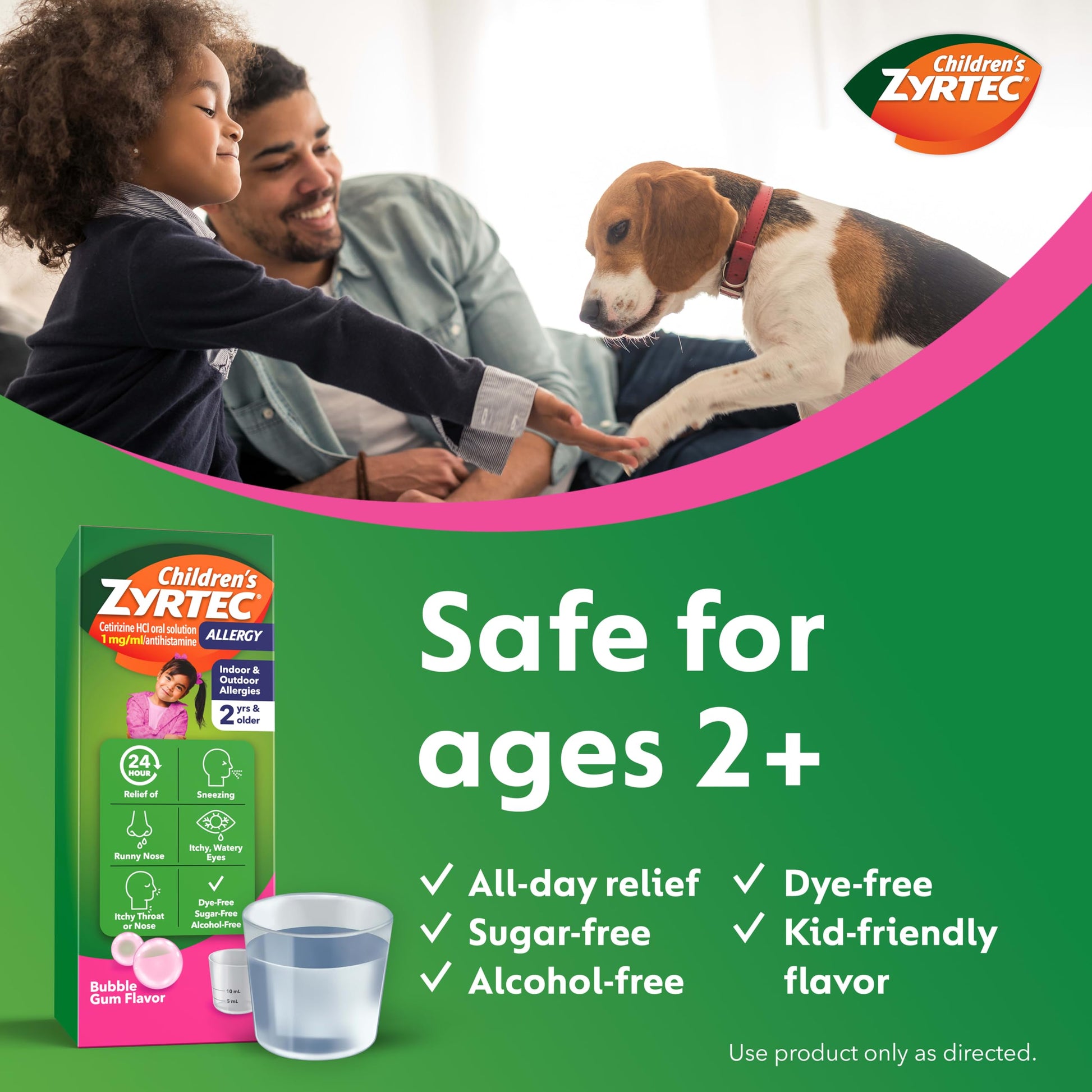 Zyrtec Children's Liquid, Kid's Antihistamine Syrup, Dye-, Sugar-, and Alcohol-Free, Pleasant Bubble Gum Flavor, Contains Cetirizine HCl Suitable for Ages 2 Years and Up, 4 fl oz Bottle Zyrtec buy supplements Au