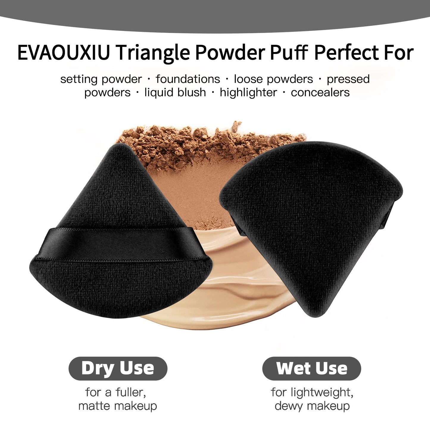 2 Pcs EVAOUXIU Triangle Powder Puff for Face Powder, Soft Plush Setting Makeup Puff, Velour Cosmetic Foundation Blender Sponge Beauty Makeup Tools (Black) EVAOUXIUBuy Supplements Australia