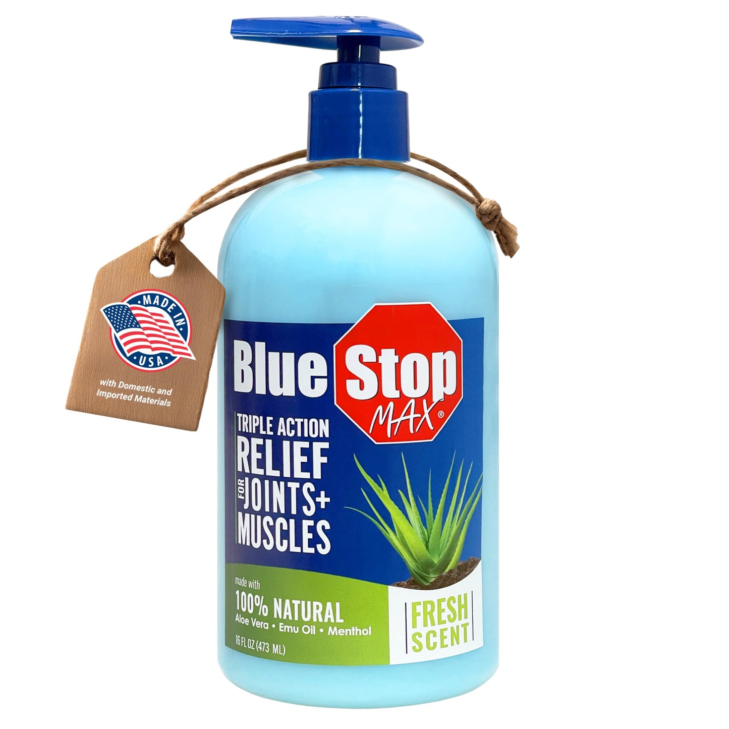 Blue Stop Max Massage Gel for Body Aches, 16 oz Pump Bottle; 3 in 1 Product Relieves Body Aches, Supports Joints and Nourishes The Skin Blue Stop MaxBuy Supplements Australia