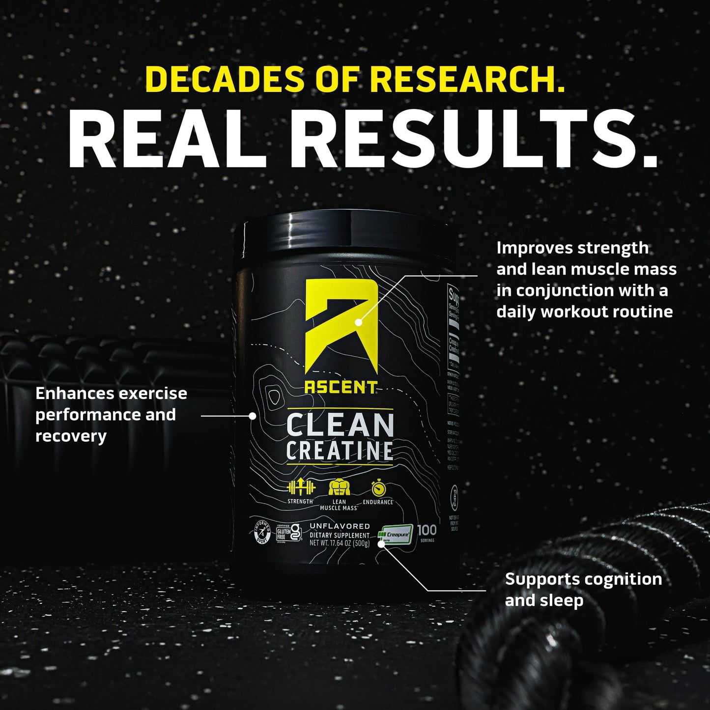 Ascent Clean Creatine Monohydrate Powder - 5G Per Serving, Creapure Creatine Supplement - Unflavored, 100 Servings Ascent buy supplements Au
