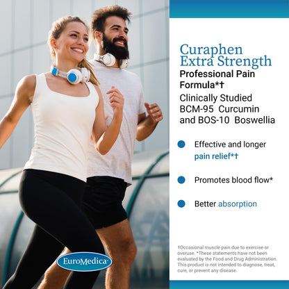 EuroMedica Curaphen Extra Strength - Curcumin & Boswellia Supplement for Healthy Circulation Support - Turmeric Supplement to Support Joints, Muscle Health & Endorphin Production - 60 Tablets EuroMedicaBuy Supplements Australia