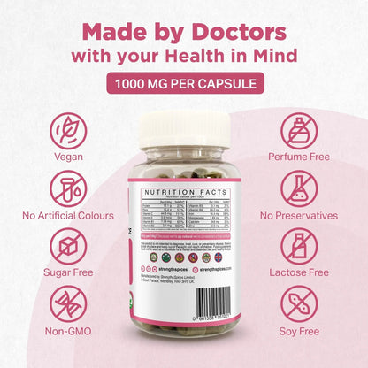 Strength & Spices Hormone Balance 100% Natural Estrogen Supplement – 12 Ingredients w Dong Quai - 60 Vegan UK Made 1000mg Capsules – Fertility and Menstrual Comfort STRENGTH & SPICES100% Natural Vegan Food SupplementsBuy Supplements Australia