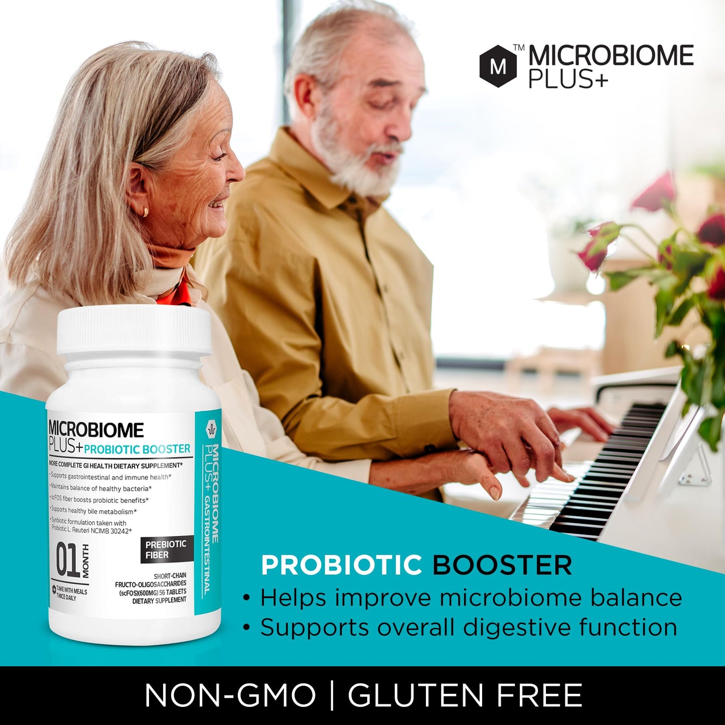 Microbiome Plus Prebiotics scFOS Prebiotic Fiber, Boosts Probiotic Benifits, GI Digestive Supplements, Allergy Safe and Gluten-Free