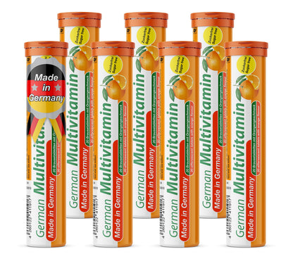 T&D German Multivitamin Drink Effervescnet Tablets 140 Servings Orange Flavour - Vitamin C, E, B1, B2, B6, B12, Biotin, Folic Acid, Niacin, Pantothenic Acid Pharma – Made in Germany T&D buy supplements Au