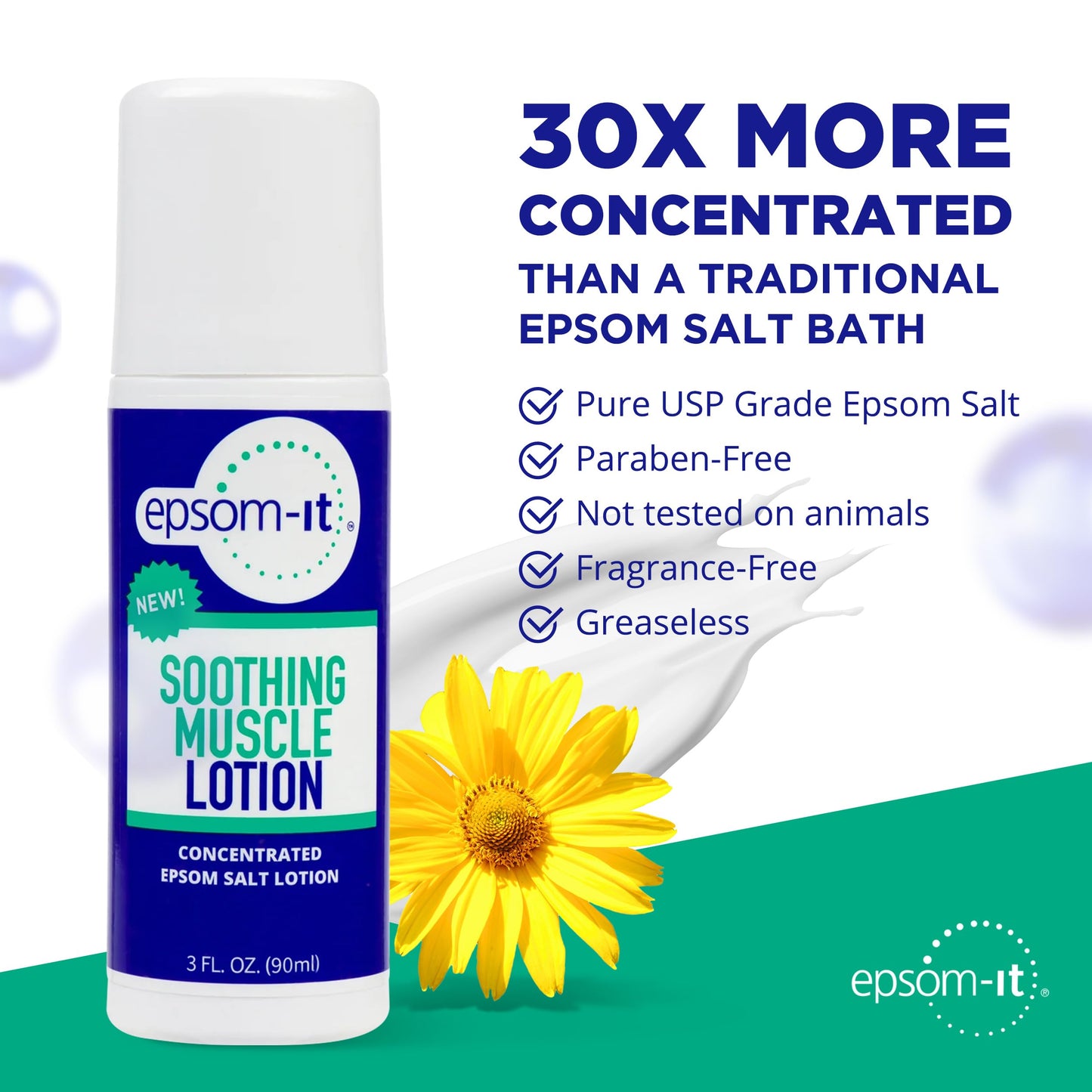 Epsom-It Soothing Muscle Lotion - Roll On Epsom Salt Lotion with Arnica for Muscle Stiffness, Leg, Knees and Feet Discomfort, Topical Magnesium Cream, 3oz EPSOM-ITBuy Supplements Australia