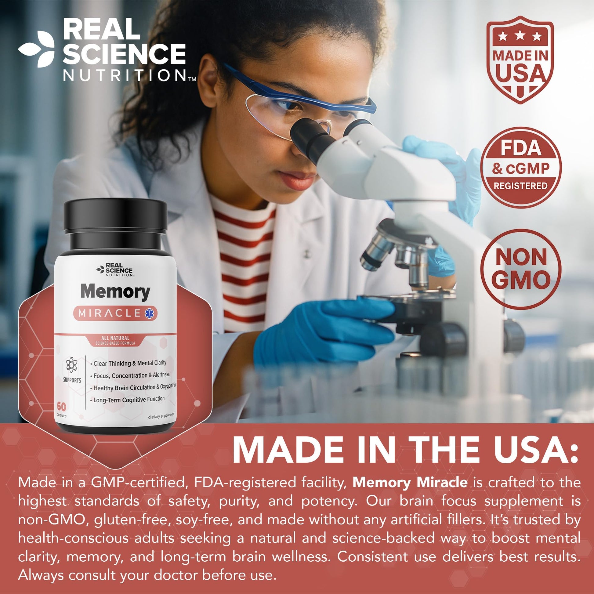 Real Science Nutrition Offers Memory Miracle – Brain and Memory Support Supplement for Focus, Mental Clarity & Brain Health – Nootropic Brain Booster with Nitric Oxide – 60 Capsules Real Science NutritionBuy Supplements Australia