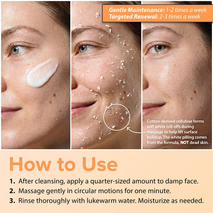 Ebanel Brightening Peeling Gel with Cotton Cellulose, Rice, Papaya, Centella, Hyaluronic Acid for Face and Body, Gentle Exfoliating Face Scrub Gel Peel Wash, Deep Pore Cleanser Minimizer Exfoliator