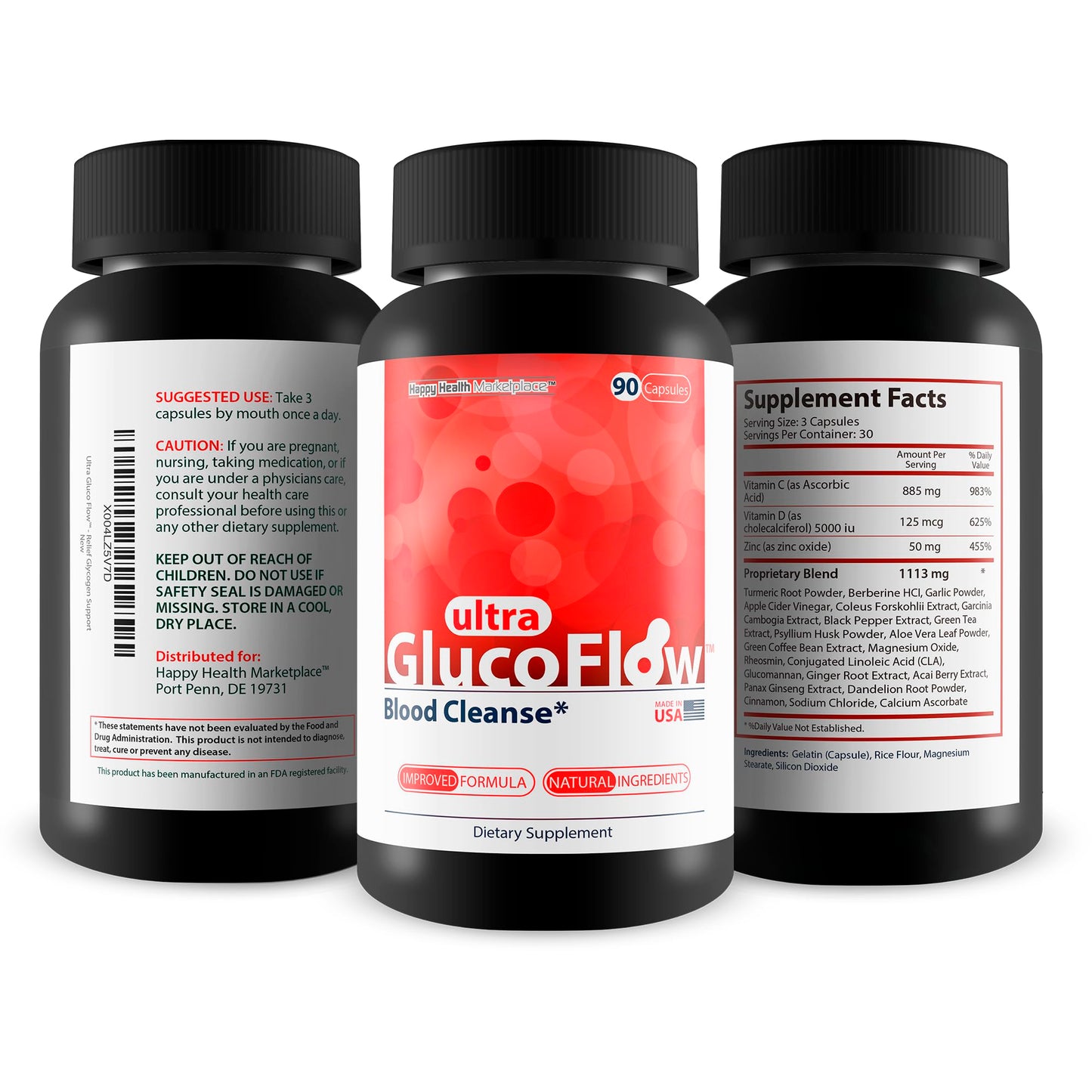 Ultra Gluco Flow - Improved Formula - Our Best Blood Cleanse Detox Cleanse Blood Support Pills - Blood Health Blood Circulation Pills Detox Cleanse Blood Gluco Bio Sweet Relief Glycogen Support Happy Health Marketplace buy supplements Au