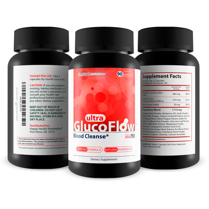 Ultra Gluco Flow - Improved Formula - Our Best Blood Cleanse Detox Cleanse Blood Support Pills - Blood Health Blood Circulation Pills Detox Cleanse Blood Gluco Bio Sweet Relief Glycogen Support Happy Health Marketplace buy supplements Au