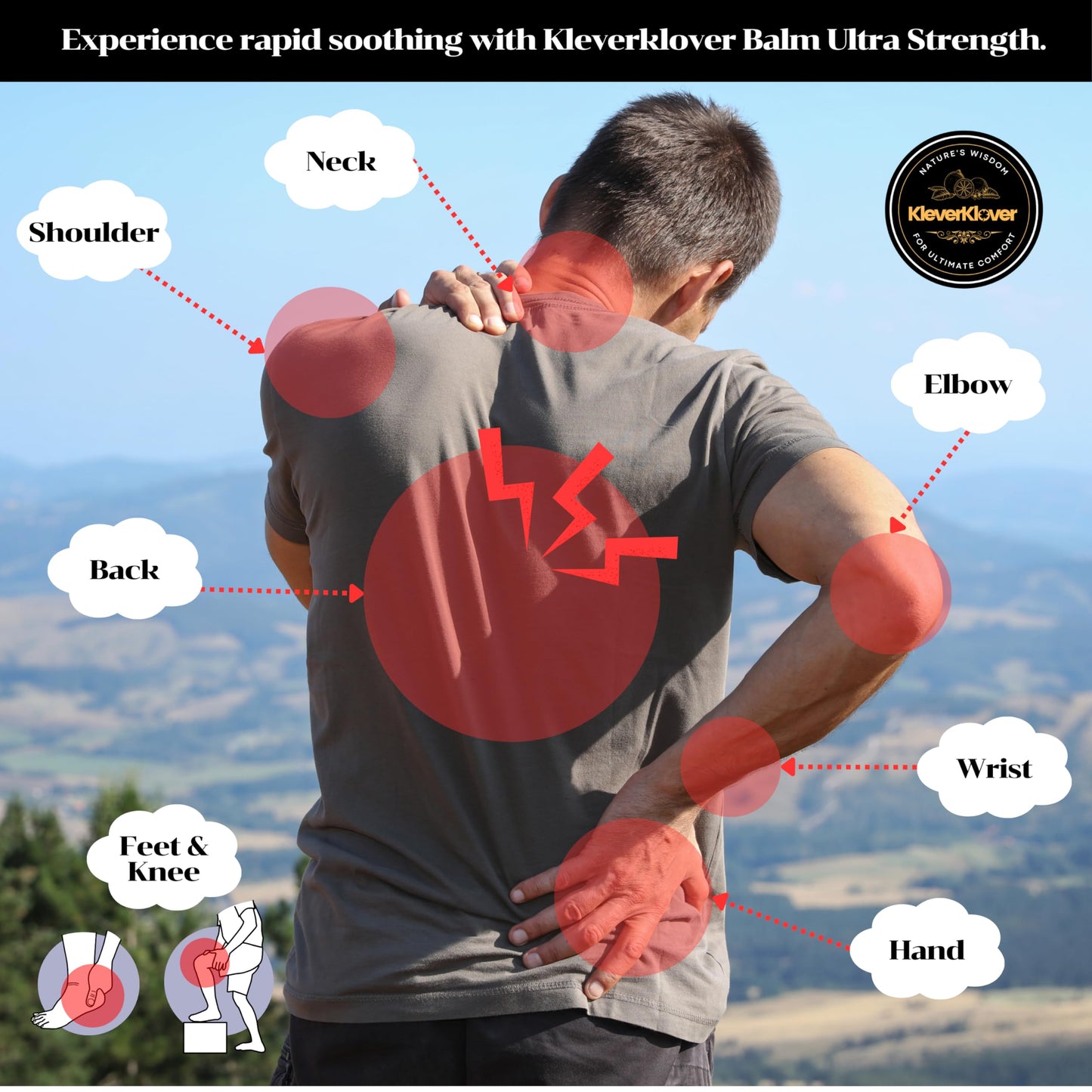 KleverKlover Back and Neck Aromatherapy Balm Ultra Strength for Healing Sore Muscle & Joint After Workout or Yoga - Plai Oil - Preservative Free- Citrus Scent + Free Massage Reflexology Wooden Stick KleverKloverBuy Supplements Australia