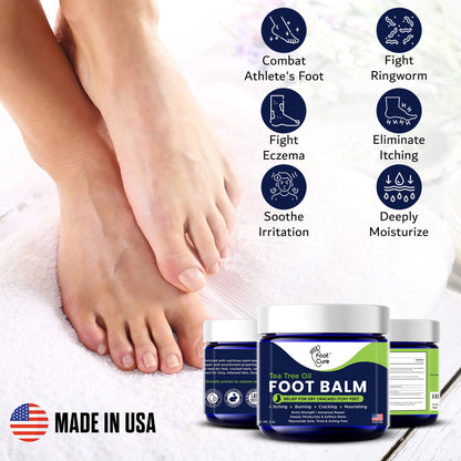 FOOT CURE Tea Tree Oil Balm – Moisturizer for Dry Cracked Feet – Instantly Hydrates & Soothes Irritated Skin & Athlete's Foot – Best Foot Care for Women and Men (Pack of 2) FOOT CURE buy supplements Au