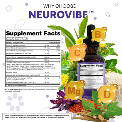 Saffron Supplements Liquid Drops L-Theanine Agmatine Sulfate Ashwagandha Magnesium Glycinate B6 Magnesium Stress Relief Mood Support 5-HTP GABA Supplement Vitamin D 4oz by Clean Nutra