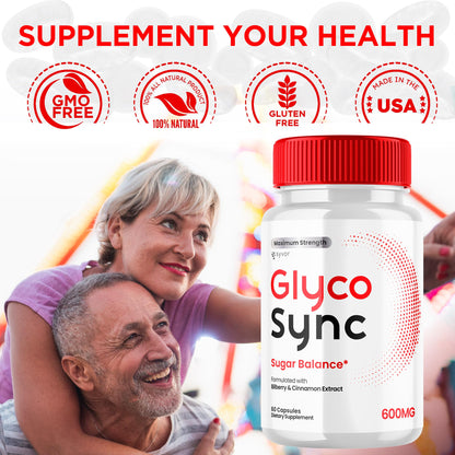 (2 Pack) Glyco Sync Capsules, Official Glyco Sync Balance Pills with All Natural Ingredients, Advanced Formula GlycoSync Joint Health and Wellness Support Max Strength for Men & Women (120 Capsules) Syvor buy supplements Au