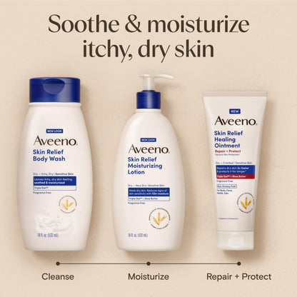 Aveeno Skin Relief Moisturizing Lotion Heals Very Dry, Sensitive Skin, Fast-Absorbing Body