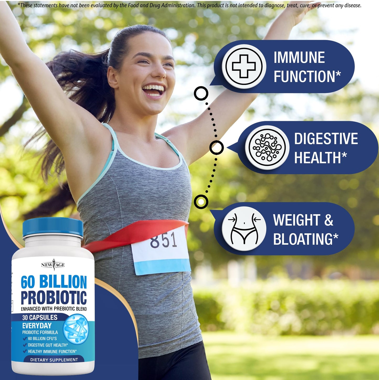 Probiotics 60 Billion CFU with Prebiotic Formula - Probiotics for Women and Men and Adults, 100% Natural Digestive Enzymes,