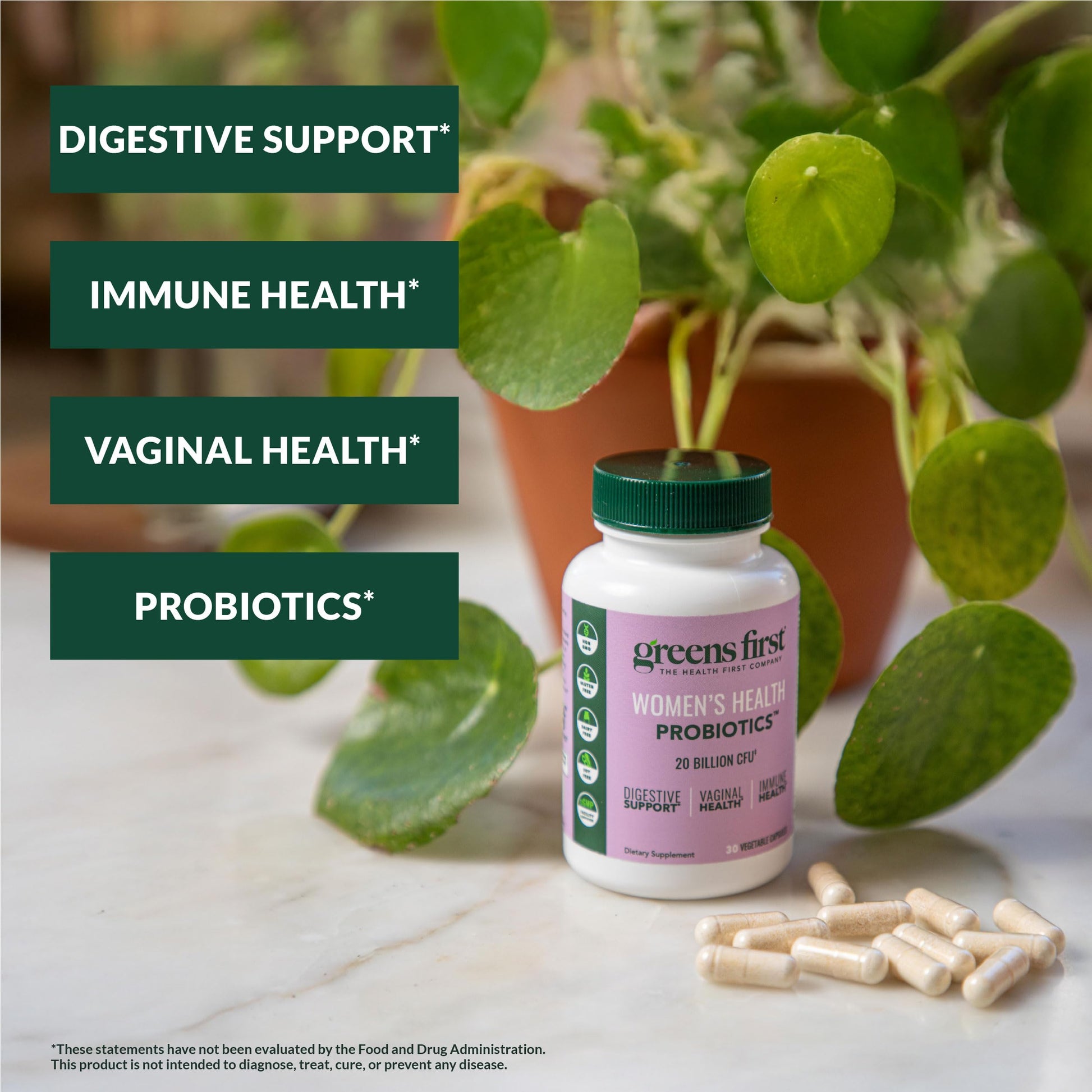 Greens First Women’s Health Probiotics - Probiotic for pH Balance - 20 Billion CFU - Support for Digestive, Immune & Vaginal Health Non-GMO/Gluten-Free/Dairy-Free/Soy-Free (30 Vegetable Capsules) Greens First buy supplements Au