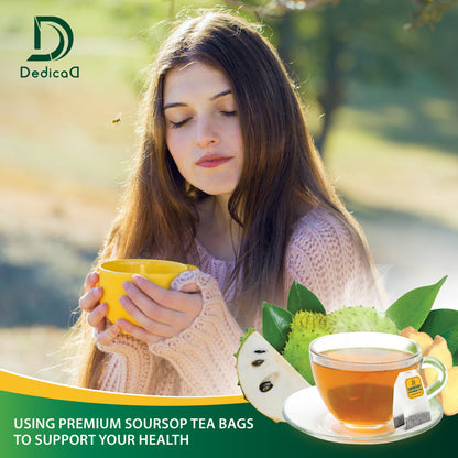 DEDICAD Soursop Leaves Tea Bags with Ginger, 30 Tea bags, 2gr/bag - Non-GMO/Caffeine free - Support Digestion, Well Skin, Immune System DEDICAD buy supplements Au