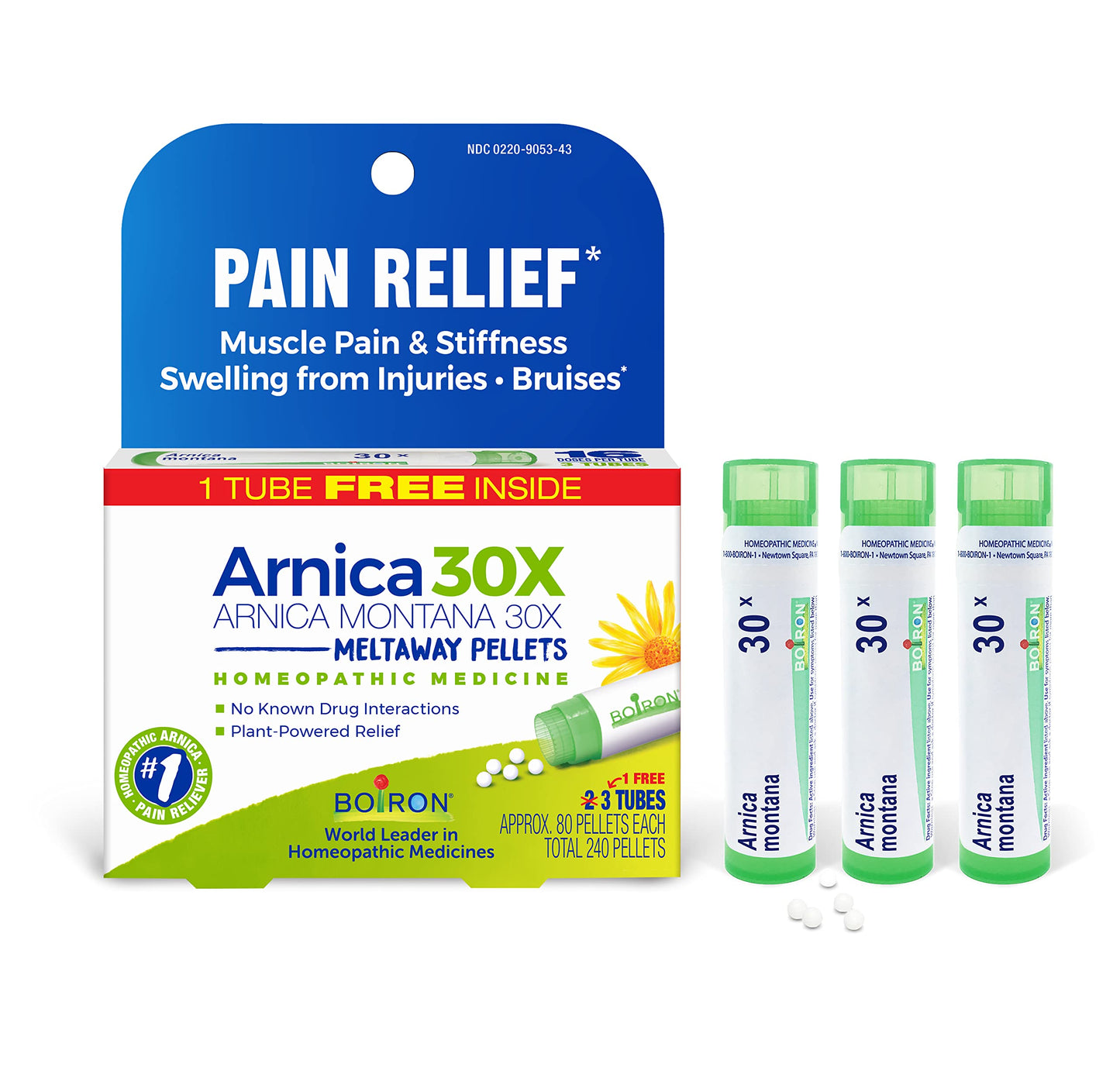 Boiron Arnica Montana 30X Homeopathic Medicine for Relief from Muscle Pain, Muscle Stiffness, Swelling from Injury, and Discoloration from Bruises - 3 Count (240 Pellets) BoironBuy Supplements Australia