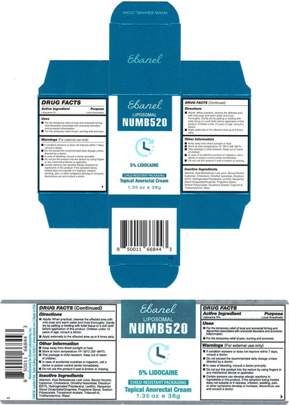 Ebanel 5% Lidocaine Numbing Cream, Pain Relief Burn Itch Numb Cream, Maximum Strength Topical Anesthetic with Allantoin, Vitamin E for Local and Anorectal Uses, Hemorrhoid Treatment, 1.35 Oz EbanelBuy Supplements Australia