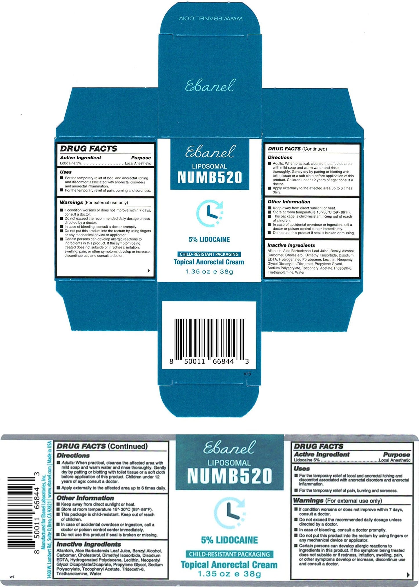 Ebanel 5% Lidocaine Numbing Cream, 2-Pack Pain Relief Burn Itch Numb Cream, Maximum Strength Topical Anesthetic with Allantoin, Vitamin E for Local and Anorectal Uses, Hemorrhoid Treatment EbanelBuy Supplements Australia