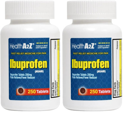 HealthA2Z® Ibuprofen 200mg | Pain Relief | Body Aches | Headache | Arthritis | Cramps | Back Pain | Fever Reducer… (250 Count) (Pack of 2) HealthA2ZBuy Supplements Australia