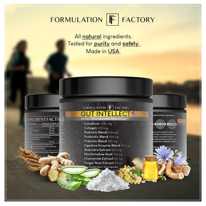 Formulation Factory Probiotics for Women & Men - Gut Intellect 10-in-1 Digestive Enzymes with Prebiotics and Postbiotics - Total Gut Health Supplement - 120 Capsules, 2 Month Supply Formulation Factory buy supplements Au
