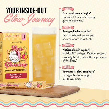 Legendairy Milk She’s Glowing Collagen Peptides Powder with Prebiotic Fiber, Tropical Drink Mix Supplement for Women,