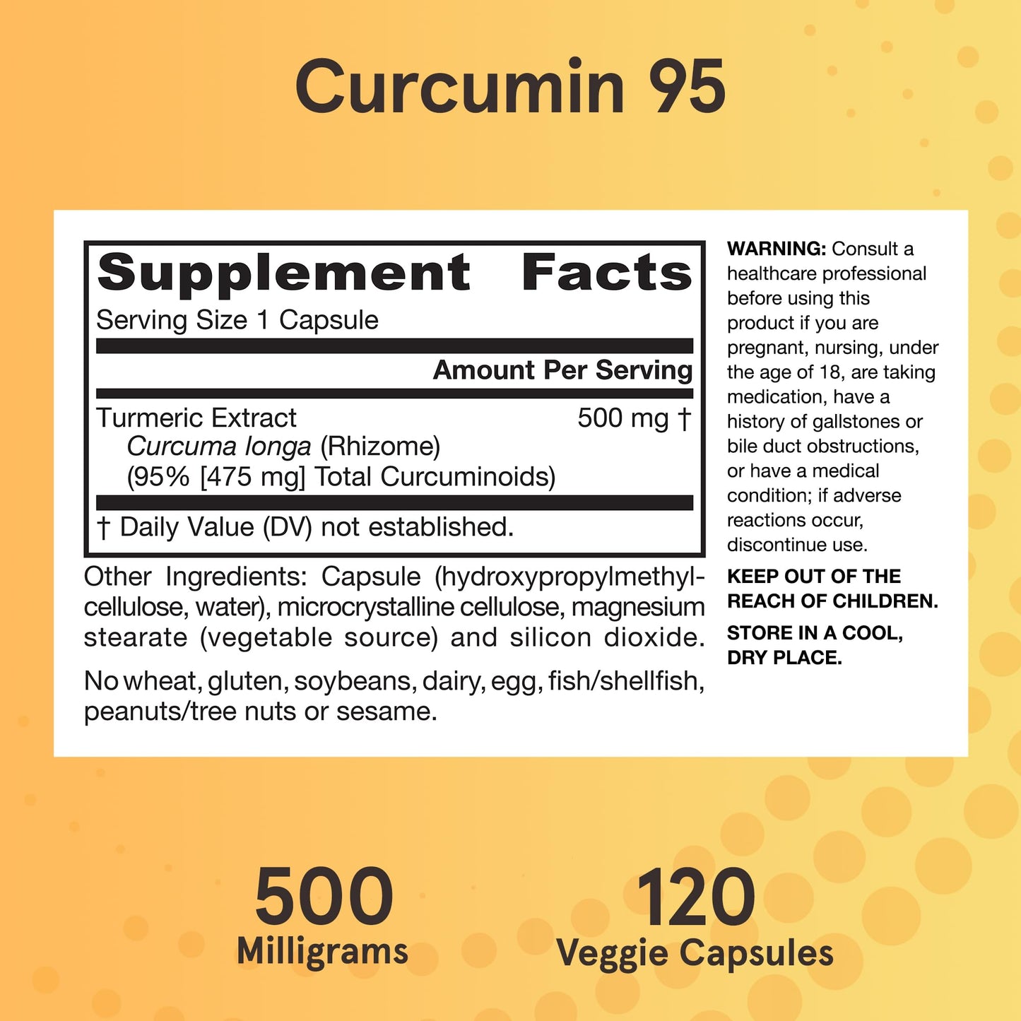 Jarrow Formulas Curcumin 95 Supplement - Turmeric Extract Supplement, 500 mg for Antioxidant & Joint Support, 120 Capsules