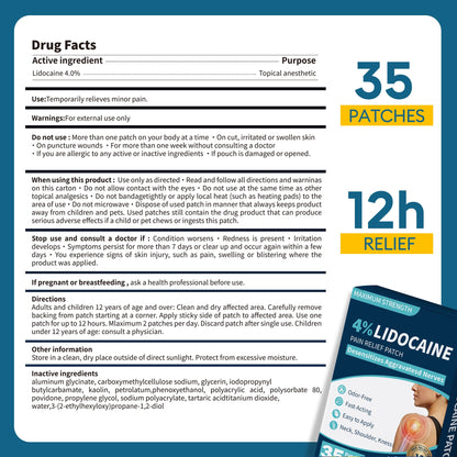 SZLGANG 4% Lidocaine Pain Relief Patches - (Large, 35, Count) Maximum Strength Relief for Back, Neck, Shoulder, Joint & Muscle Pain, 3.9”x 5.5”-03277 SZLGANGBuy Supplements Australia