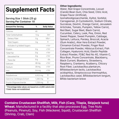 FOODOLOGY Coleology Bowel Movement Jelly (Grape & Prune) – Prebiotic Fiber Supplement for Gut Health & Daily Regularity, Chia Seeds, Korean Supplement – 10 Sticks