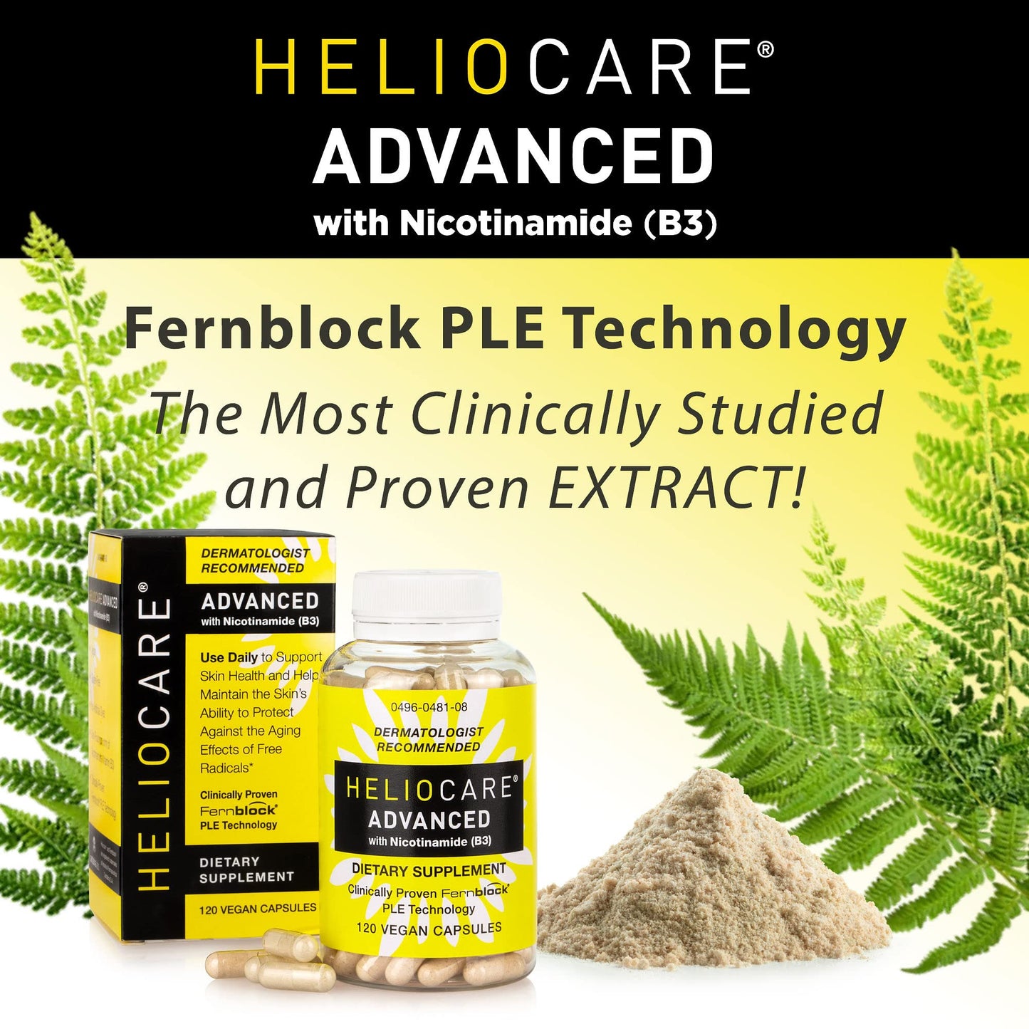 Heliocare Advanced Niacin B3 Supplement: Fernblock PLE Extract 240mg Per Serving - Supports Skin Cell Health W/Antioxidant