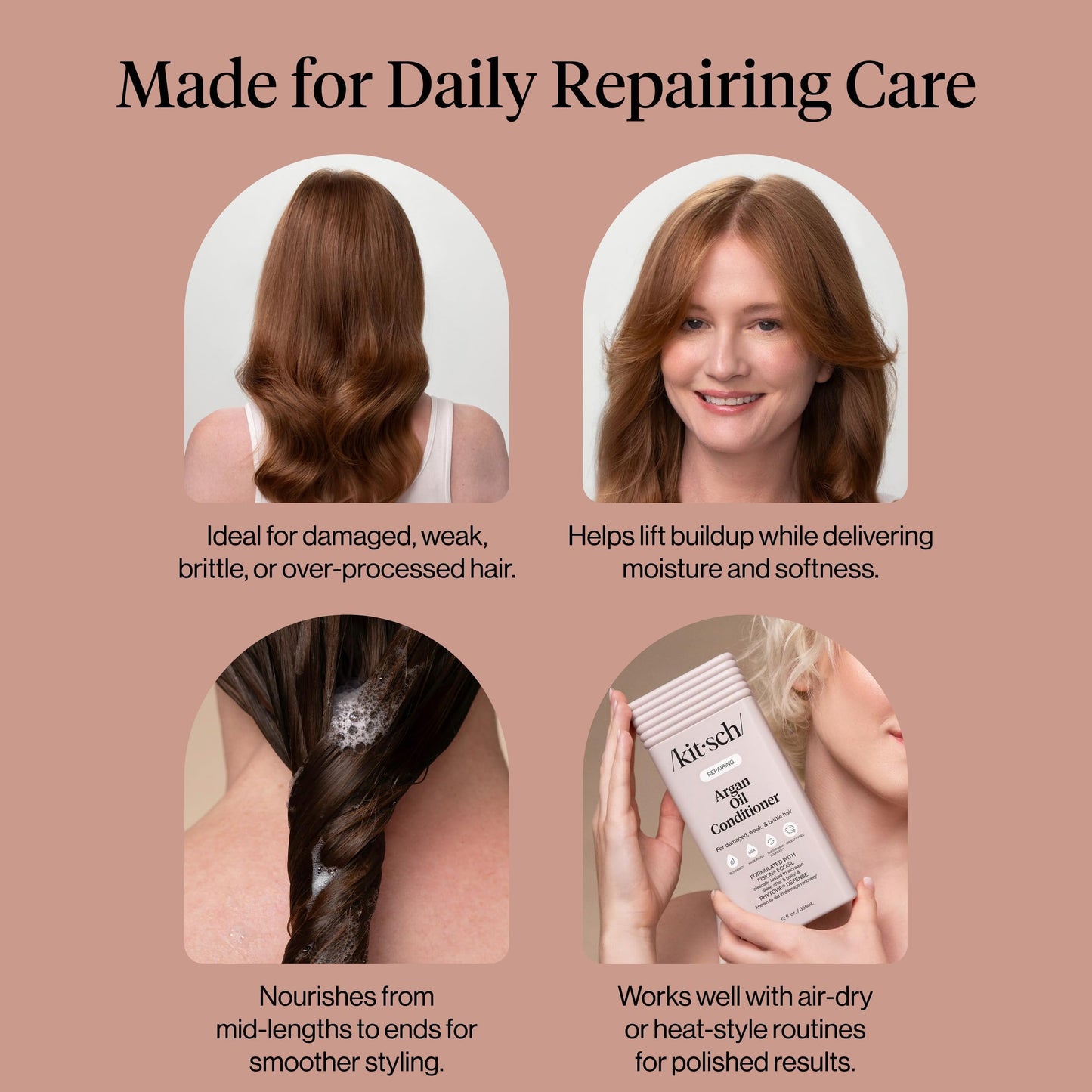 Kitsch Repairing Argan Oil Liquid Conditioner for Women & Men – Argan Oil for Hair, For Shine, Smoothness & Damage Recovery, Hair Repair – Clean, Color-Safe Hair Care - 12.3 oz KitschBuy Supplements Australia