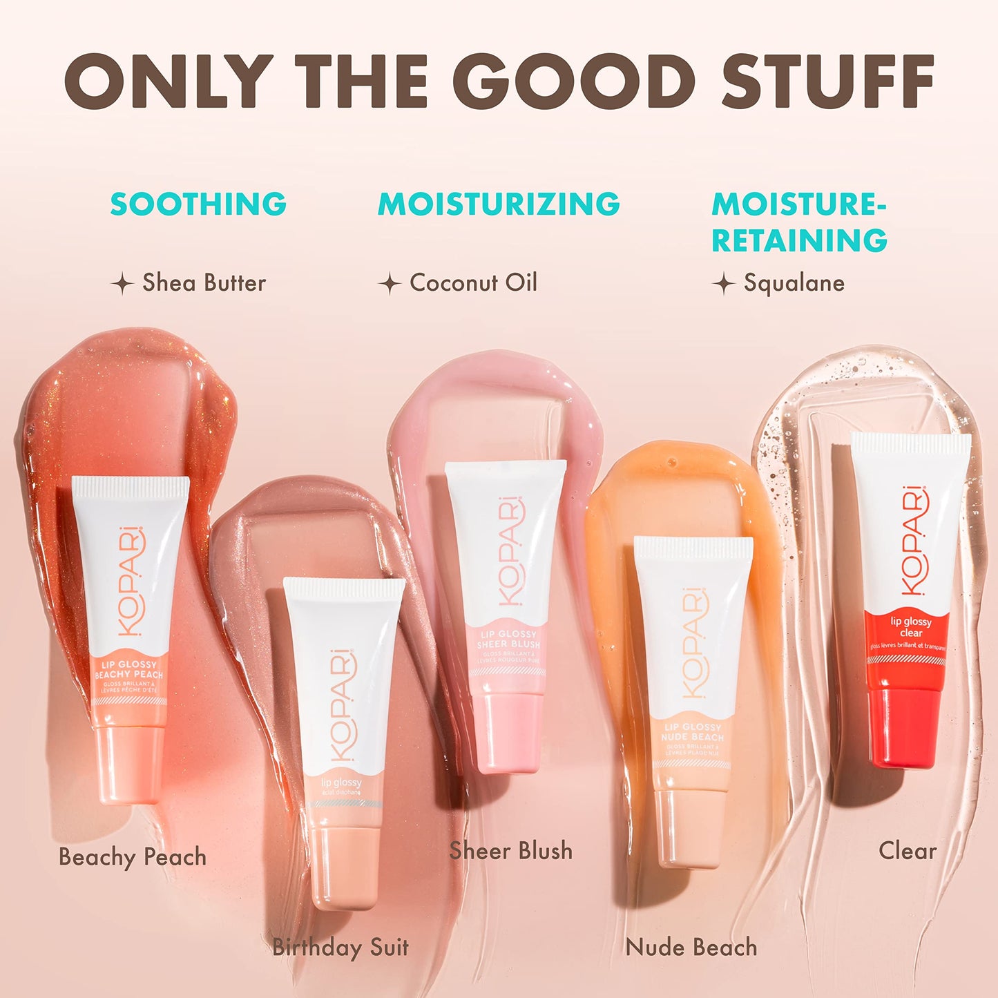 Kopari Coconut Lip Glossy | Nude Tint Birthday Suit | Vegan Hydrating Moisturizing Lip Oil Vitamin E Shea Butter Long Wear High Shine Non Sticky | Clean Plant Based Non Toxic Balm Paraben Free KopariBuy Supplements Australia